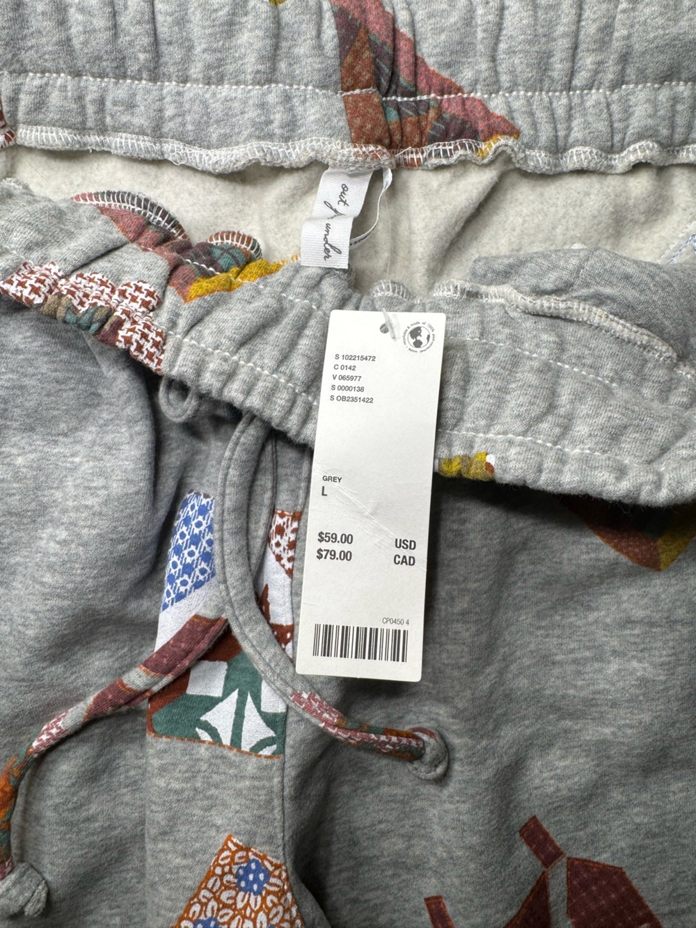 Out From Under Essential Patchwork Graphic Barrel Leg Sweatpant | Size Large - Picture 7 of 11